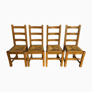 Rustikale Vintage Stühle aus Eiche mit Mulch Sitz An50, 1950er, 4 . Set