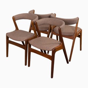 Teak Fire Chairs mit Bezug aus Schurwolle, Dänemark, 1960er, 4er Set