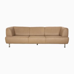 Leather Three-Seater Beige Taupe Sofa from Willi Schillig