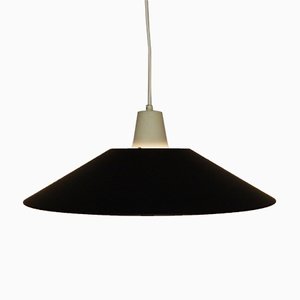 Lampe à Suspension Mid-Century Laquée Noire et Blanche, 1950s