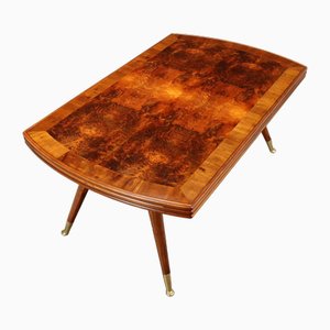 Vintage Beech Coffee Table with Burl Top, Italy, 1950s