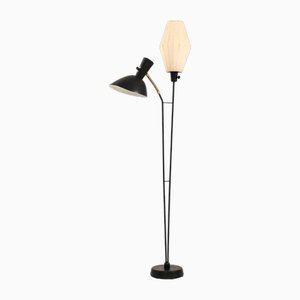 Floor Lamp in Black Lacquered Metal by Hans Bergström, 1950s