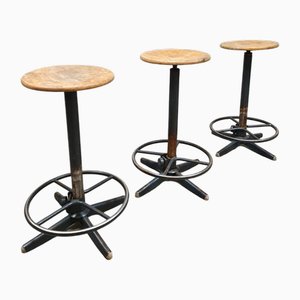 Tabourets de Bar Vintage Industriels, France, 1960s, Set de 3