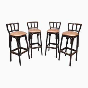 Tabourets de Bar Vintage Bohemian en Bambou, Set de 4