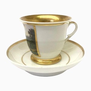 Goldene Vintage Teetasse mit Untertasse, 2er Set