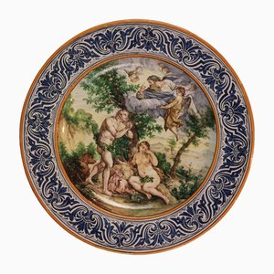 Italian Majolica Expulsion Plate from Paradise