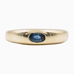 Vintage 14k Yellow Gold Ring with Oval Cut Sapphire