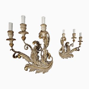 Wall Lights in Iron and Lacquered and Golden Wood