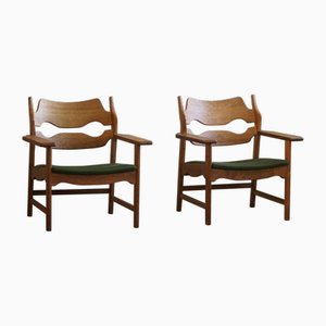 Mid-Century Modern Danish Razorblade Lounge Chairs by Henning Kjærnulf, 1950s, Set of 2