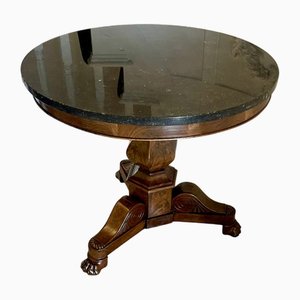 Runder Regency Tisch aus Mahagoni mit Marmorplatte, 1830er
