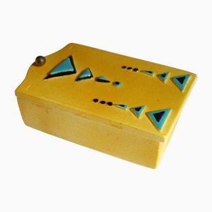 Art Deco Box with Small Lockers and Enameled Ceramic, 1920s