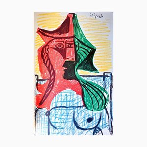 Pablo Picasso, Les Déjeuners: Sitzende Frau mit Hut, 1961, Lithographie