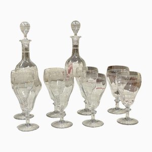 Crystal Service with Glasses and Carafes, Set of 10