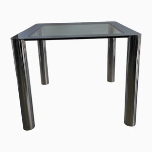 Vintage Italian Table in Chromed Metal and Glass, 1960s