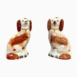 Antique Victorian Miniature Staffordshire Dogs, 1880, Set of 2