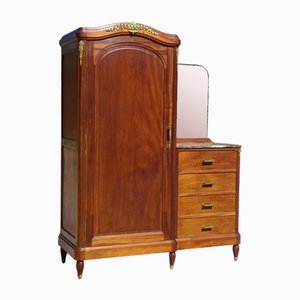 Vintage Asymmetrical Cabinet with Hanging Space and Drawers, 1940s