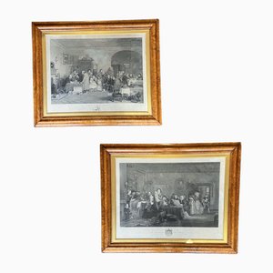 Escenas interiores, siglo XIX, grabados, 1842. Juego de 2