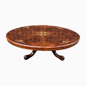 Large Scale Victorian Burr Walnut Coffee Table, 1860