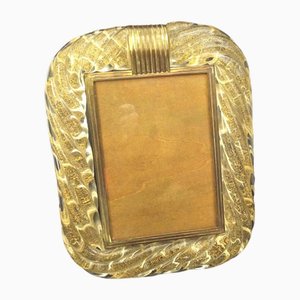 Marco de fotos de cristal de Murano con hoja de oro de Flavio Poli para Seguso Vetri D'Arte, años 40