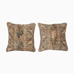 Turkish Oushak Rug Cushion Tan Cover, Set of 2