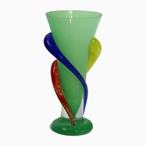Multicolored Swirl Murano Glass Vase, 1980s