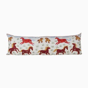 19th Century Suzani Tashkent Suzani Animal Pictorial Cushion Covers with Horse Motif Cushion Covers