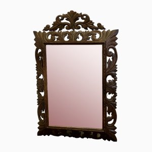 French Carved Gothic Oak Wall Mirror, 1890s