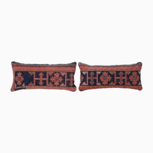 Anatolian Burnt Orange Rug Lumbar Cushion Covers, Set of 2
