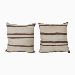Turkish Handmade Wool Hemp Decorative Kilim Cushions, Set of 2
