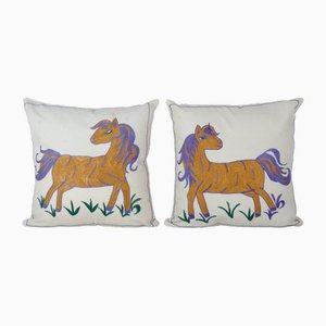 Suzani Horse Pillow Covers, Set of 2