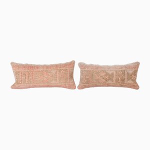 Vintage Turkish Wool Oushak Rug Cushions, Set of 2