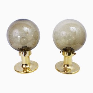 Smoked Glass Space Lamps, 1970s, Set of 2