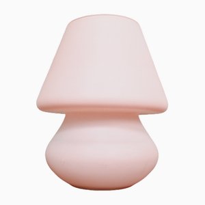 Lámpara Mushroom vintage de vidrio satinado rosa, años 80