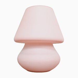 Lampe Champignon Vintage en Verre Satiné Rose, 1980s