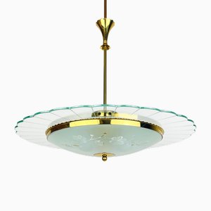 Vintage Disk Chandelier attributed to Pietro Chiesa for Fontana Arte, Italy, 1940s
