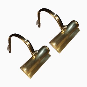 Mid-Century New Gilt Metal Wall Lights by Fase for Fase, Set of 2