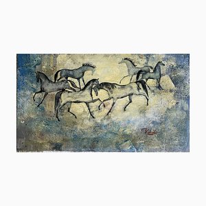 Khaled Al Rahal, Horses, Mixed Media