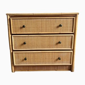 Mid-Century Rattan 3 Drawer Chest of Drawers