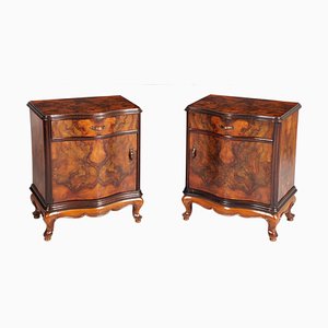 Tables de Chevet Baroques Antiques en Noyer et Bruyère par Testolini Frères, 1890s, Set de 2