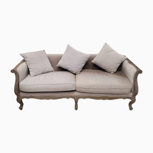 French Louis XV Provencal Style Sofa in Washed Wood