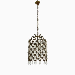 Mid-Century Bronze and Crystal Chandelier in the style of Maison Baguès, 1940s