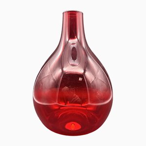 Jarrón de vidrio soplado en rojo rubí de Carlo Moretti, años 80