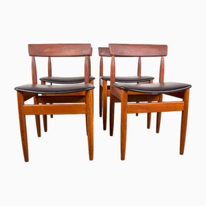 Danish Teak Chairs in Black Skai by Farso Stolefabrik, 1960s, Set of 4