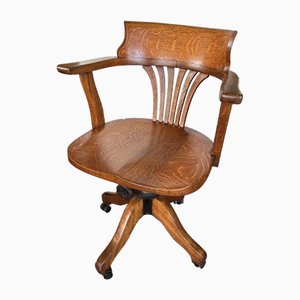 Antique Oak Office Chair, 1890s