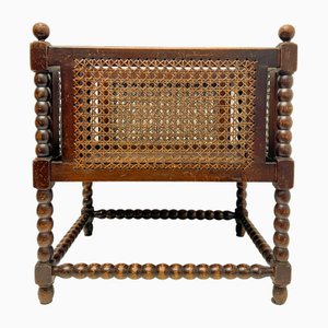 Vienna Straw and Bobbin Wood Magazine Holder, 1950s