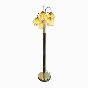 Lámpara de pie Hollywood Regency Lotus italiana de Murano de Carlo Nason para Mezzaga, años 60