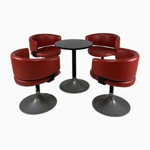 Italian Space Age Table and Armchairs, 1960s, Set of 5