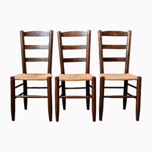 French Brutalist Side Chairs by Charlotte Perriand, 1960s, Set of 3
