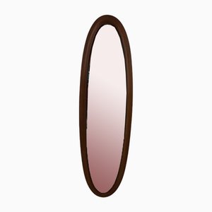 Specchio grande ovale in teak, anni '60