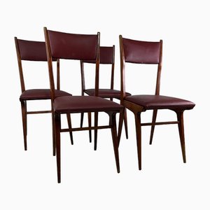 Italian Crafted Wooden Chairs, 1950s, Set of 4